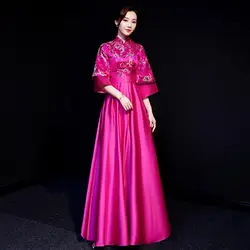 Женское тонкое платье вечерние Длинные Cheongsam свадебное роскошное сексуальное свадебное платье Qipao модная одежда в китайском стиле Vestido