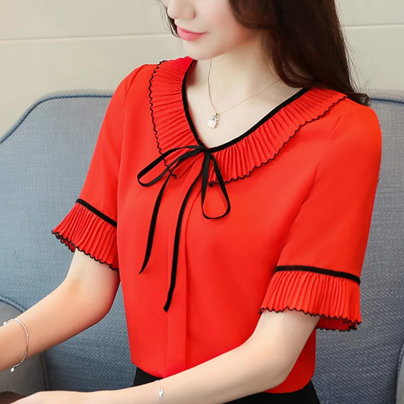 Красивая шифоновая женская блузка рубашки и блузы плюс размера женские с