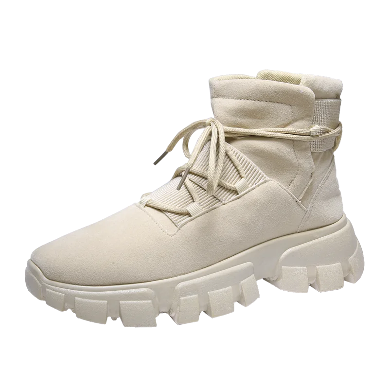 Новинка; модные мужские зимние ботинки; Водонепроницаемая Уличная обувь; Bottes Pour Hommes; кроссовки; Мужская прогулочная обувь; chaussure homme - Цвет: Бежевый