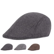 

Autumn Solid Beret Caps For Men Women Retro Cotton Thick Elderly Winter Hats Beanies Fashion Unisex England Casual Peaked Cap