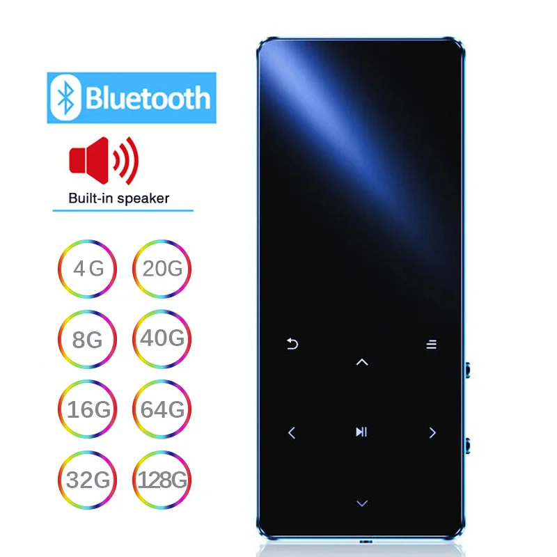 Reproductor MP3 con Altavoz Bluetooth, Walkman portátil Hifi con Radio Fm, grabación, altavoz incorporado, tecla táctil, pantalla Tft de 1,8 pulgadas