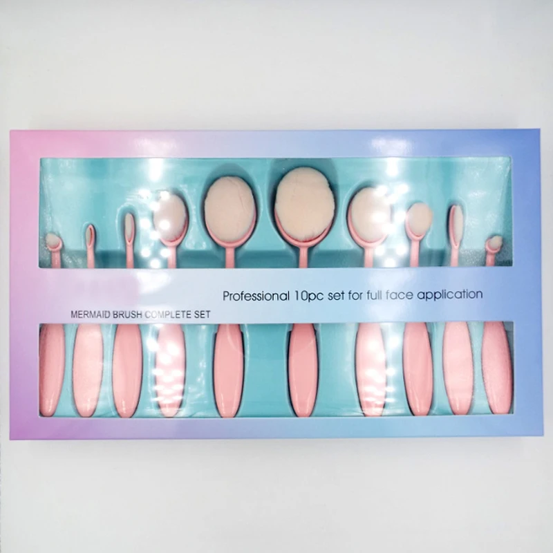 P-10 pcs with box 1 шт./5 шт./10 шт. кисть для смешивания чернил кисть для рисования кисть для теней для век Профессиональная оригинальная функция кисти для макияжа - Handle Color: P-10 pcs with box