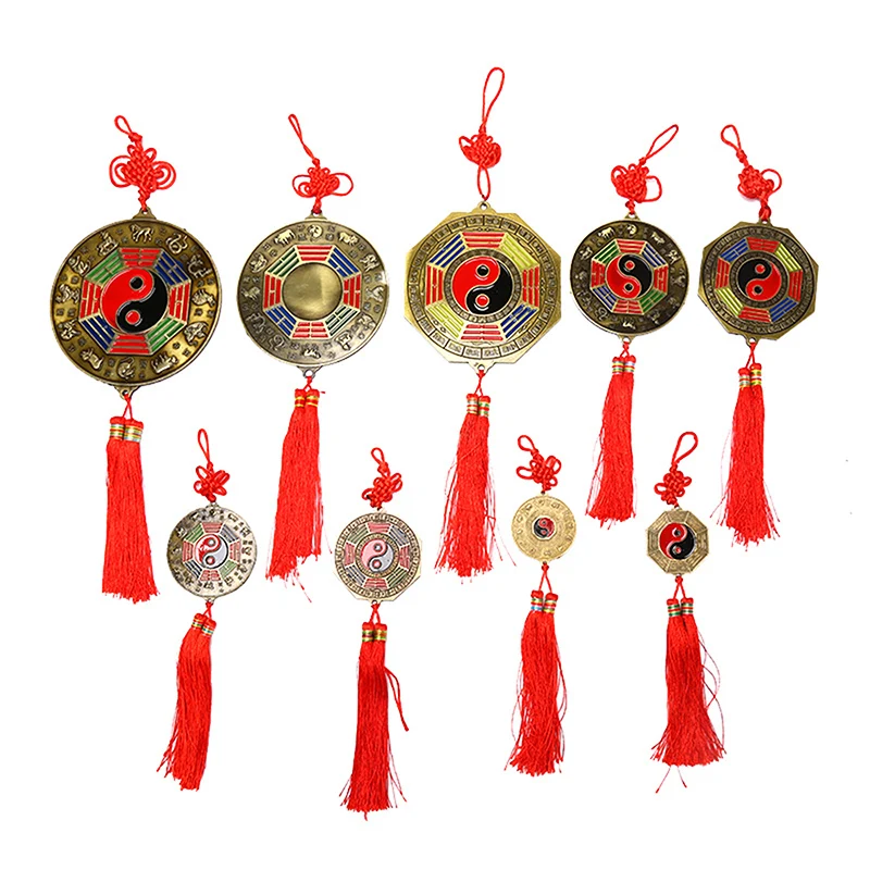Chinese Feng Shui  Mirror Yin Yang Bagua Mirror with Chinese Knot Hanging De E^ 