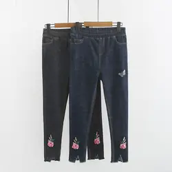 Повседневные джинсы размера плюс, осень 2019, женские модные свободные Стрейчевые джинсовые штаны длиной до щиколотки, B4-CZ172