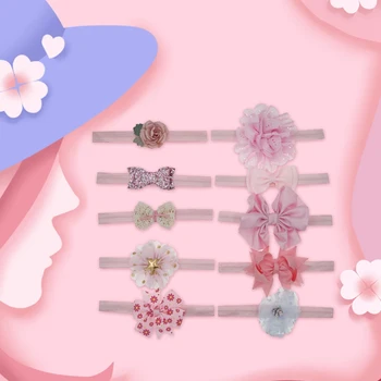 

10Pcs/Set Princess Bows Kids Turban Head Bands Set Lace Flower Baby Girl Headbands For Baby Girls Hair Accessorie