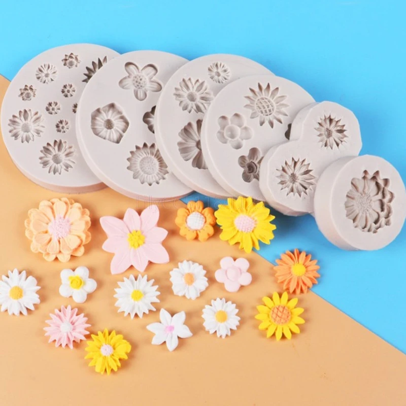 3D Daisy Wild Chrysanthemum Flower Shape Mold Sugarcraft Chocolate Silicone Moulds Cupcake Cake Decoration Baking Tools