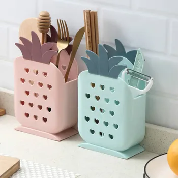 

PP Chopsticks Rack Spoon Fork Knife Storage Box Cutlery Holder Creative Pineapple Shape Fast Drain Rack kitchen household items