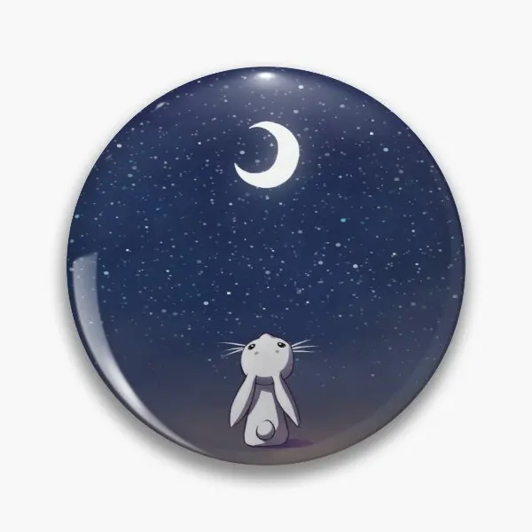 

Moon Bunny Soft Button Pin Cartoon Decor Clothes Funny Jewelry Creative Hat Badge Cute Lapel Pin Collar Women Brooch Gift Lover