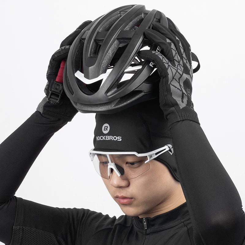 ROCKBROS Bonnet de vélo d'hiver - Bonnet d'hiver - Bonnet de cyclisme sous  casque - Avec trou pour lunettes - Pour vélo, moto, ski, randonnée - Pour  homme et femme, Noir 