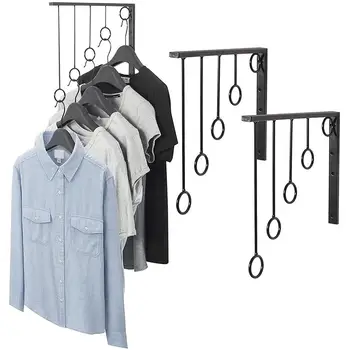 

GloryStar 3pcs Clothing Display Stand with 5pcs Hanging Rings Wall Garment Racks Cloth Organizer