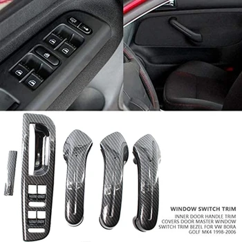 

5 Pcs / Set Window Glass Lift Button Control Panel Door Handle Cover For-Golf 4 Jetta MK4 Bora 1998-2004