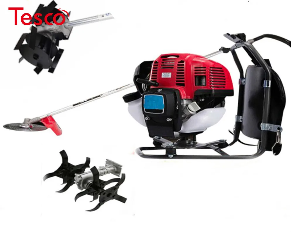 

Multi Lawn mower Backpack 52cc 3 in 1 gasoline mini tiller cultivator digging tool hedge trimmer garden farm tool