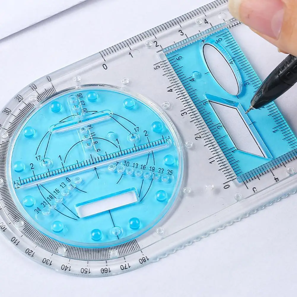 

For School Multifunctional Primary School Activity Compass Tool Ruler Protractor Ruler Measuring Drawing Set Geome K1n9