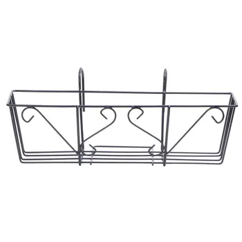 

1pc Iron Plant Stand Hanging Planter Pot Flowerpot Planter Wall Mounted Square Flower Rack Iron Metal Stand (Black)
