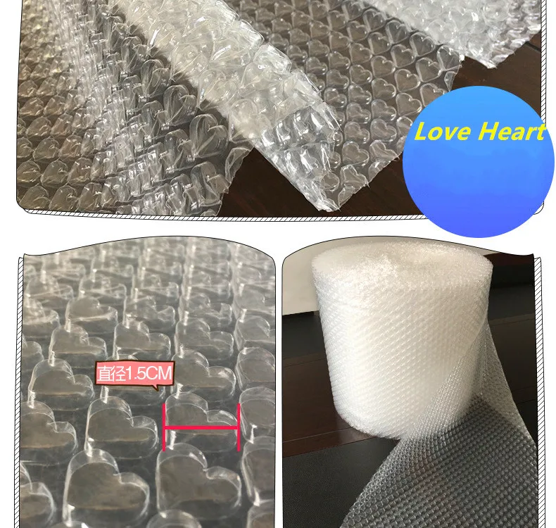 

Cheapeast 20cm Wide 20M Common Air cushion film air cushion bubble roll air cushion packaging Lovely Heart Shape(White)