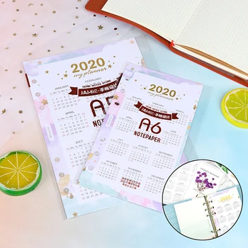 

2020 Year Calendar Index Dividers Watercolor Refill for 6 Hole Loose-leaf A5 A6 Binder Spiral Notebook Diary School Stationery
