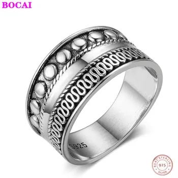 

BOCAI 2020 new Fashion women's jewelry s925 sterling silver female personality popular rings Thai silver craft rings for women