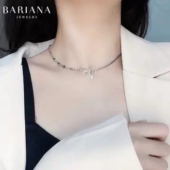 

Hot sale s925 sterling silver necklace with simple star personality retro clavicle chain jewelry for fashion female party gifts
