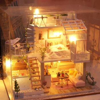 

Doll House Furniture DIY Miniature 3D Wooden Dollhouse Assemble Toy for Children Miniature House Room Box Theatre Toys