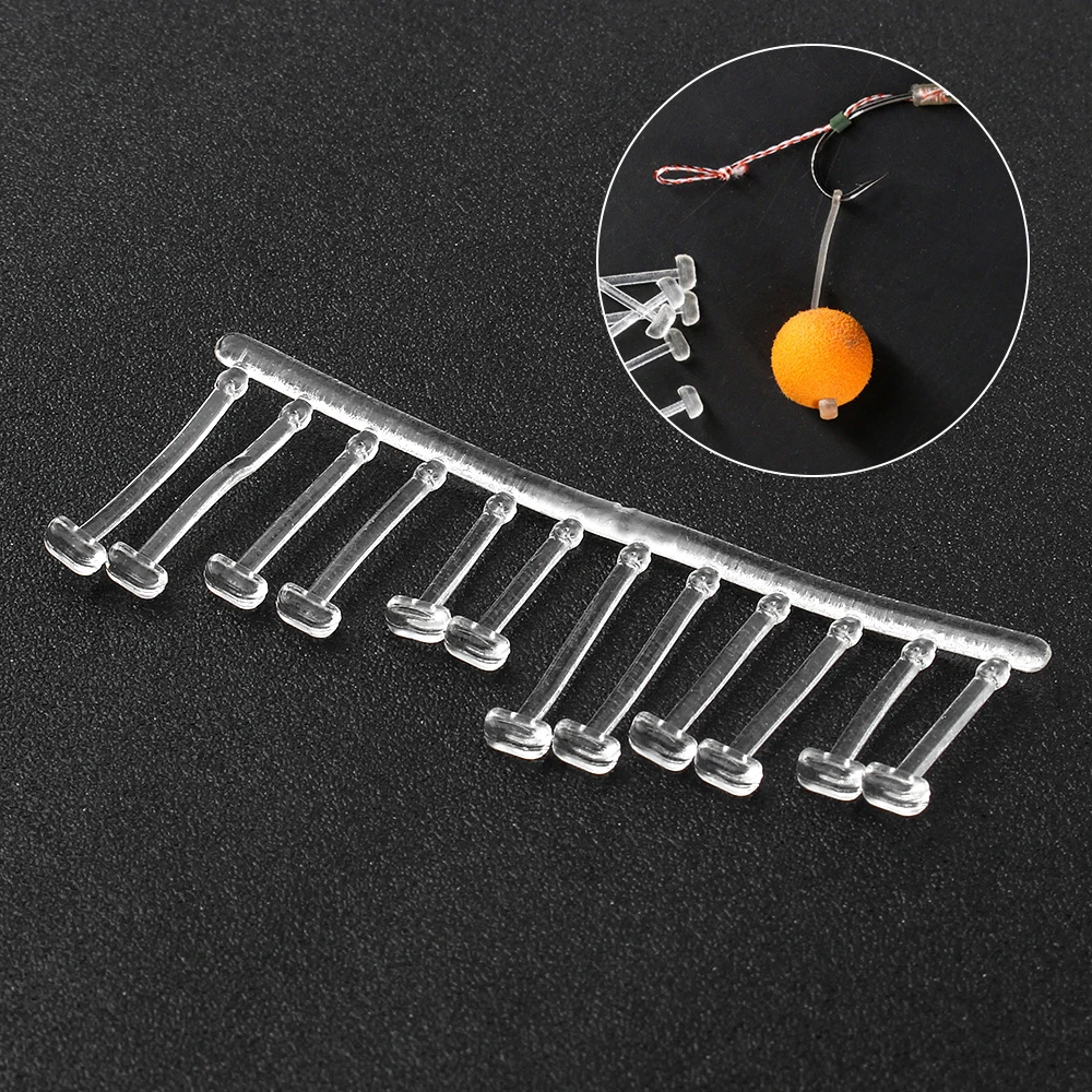 Dndyuju 10Cards/120Tops Carp Fishing Hair Rig Fishing Bait Stop Pop Up Rig Stoppers Pesca Anti-Fondo Colore Chiaro