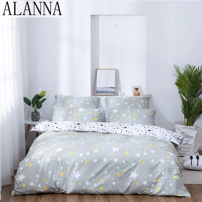 Alanna X-1005 Printed Solid bedding sets Home Bedding Set 4-7pcs High Quality Lovely Pattern with Star tree flower | Дом и сад