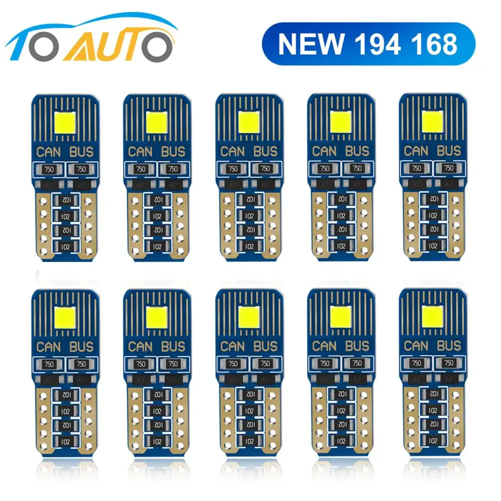 10pcs LED 194 168 T10 W5W Lamp WY5W 501 Bulb Car Interior Light Wedge Side Marker Door Instrument Auto Styling 12V | Автомобили и