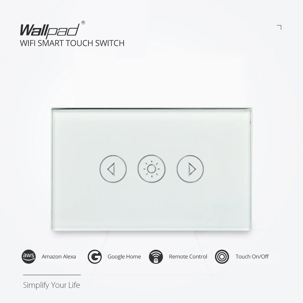 Диммер Wi-Fi управление сенсорный выключатель Wallpad США настенный выключатель Хрустальная Стеклянная Панель Умный дом Alexa Google Home IOS Android