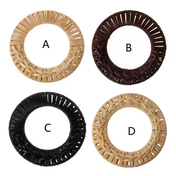 

Round Rattan Bag Handle DIY Bag Hanger Wooden Bamboo Purse Frame Fashion Strap Cane Straw Bag Handle