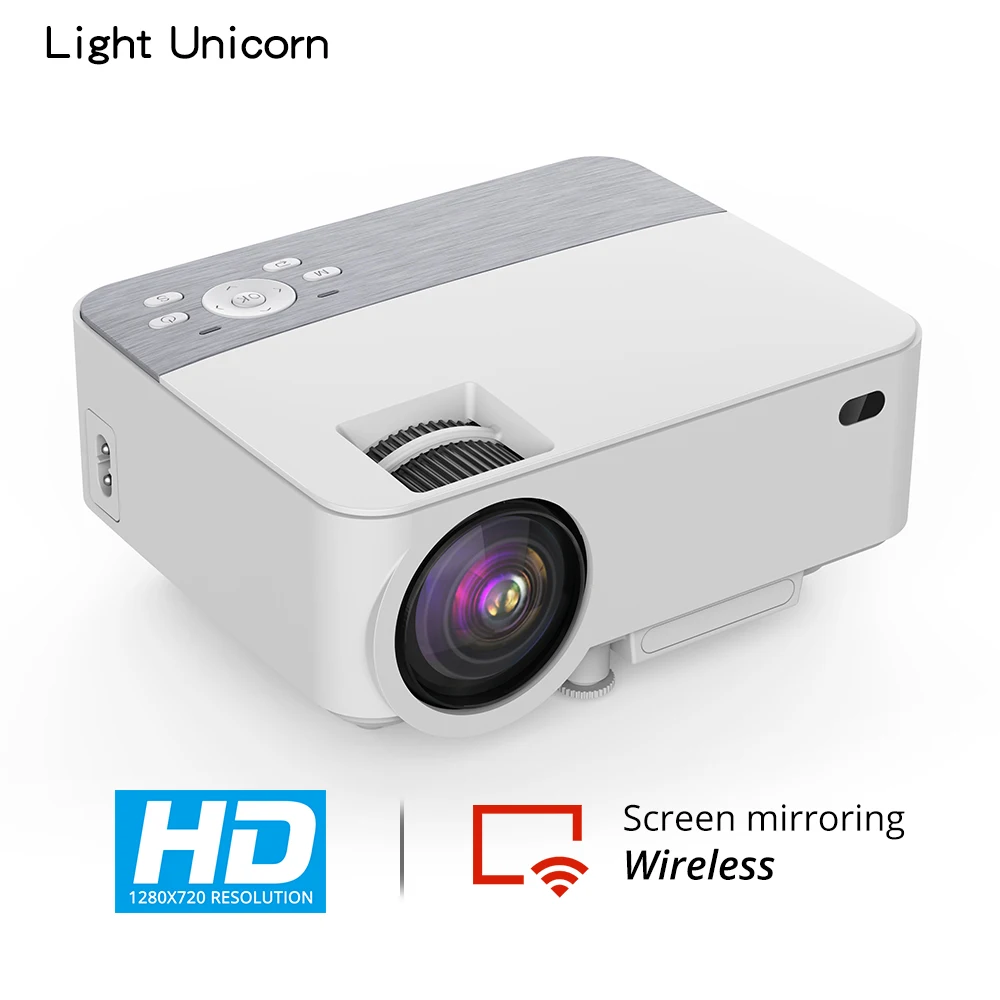 Light Unicorn T2 светодиодный мини проектор HD 1280x720p поддержка 1080P FHD проводной