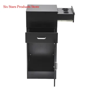 

Beauty Cabinet Shelf 2 Drawers 1 Door 6 Hairdryers Black Salon Shelf