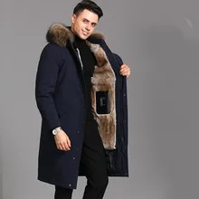 Пальто из натурального меха, Мужское пальто из кроличьего меха, зимняя куртка, Мужская куртка на гусином пуху, теплые парки размера плюс, куртки Casaco ZJ88217 YY1099