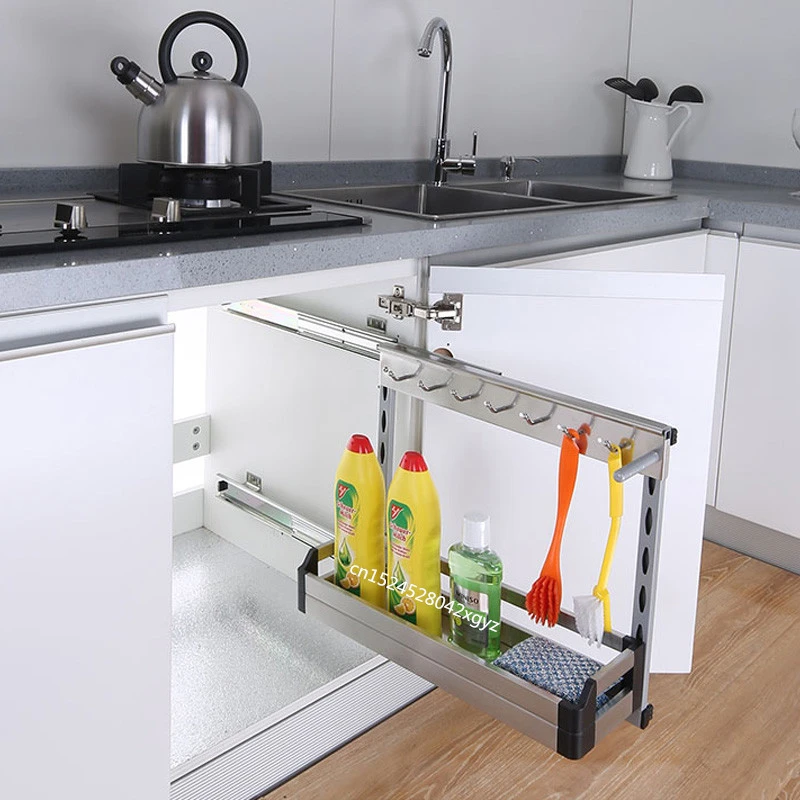 Kitchen Organizer Sponge Holder Built In Dish Rack Stainless Steel Silent Rail Kitchen Storage Porta Esponja Cocina Hide Style Racks Holders Aliexpress