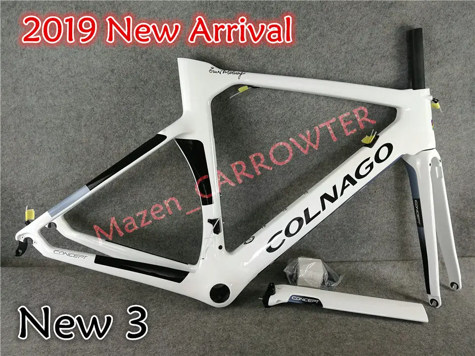Белая окрашенная UD Глянцевая Colnago концепция карбоновая рама+ руль+ седло+ держатели для бутылок с водой C60 C64 упакованы для продажи