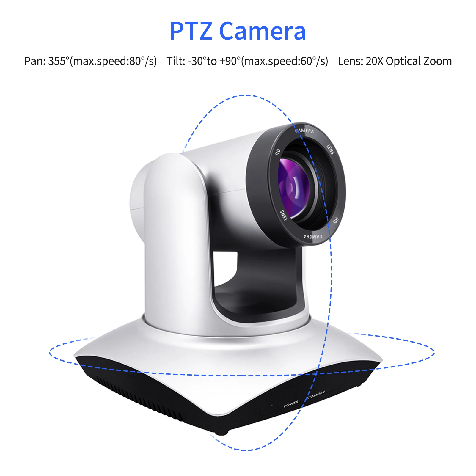 Conference PTZ Camera Wall Mount WebCam 20X Optical Zoom USB Connection with Remote Controller Compatible with Windows Mac