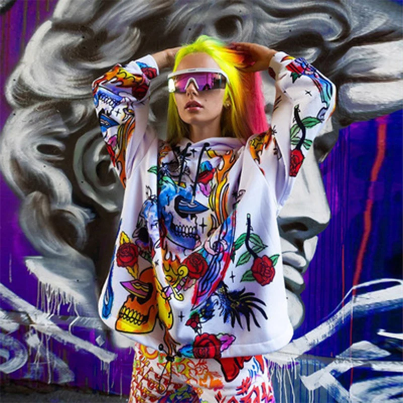 Осень и зима персональный трюк набор для граффити толстовка с капюшоном женская хип хоп свободная брендовая куртка с длинными рукавами