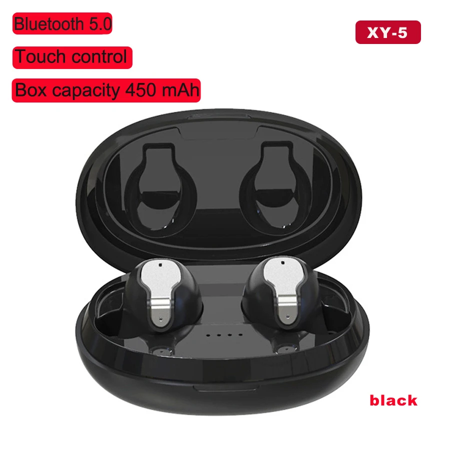 TWS 5,0, Bluetooth, беспроводные наушники, сенсорная гарнитура, стерео бас, беспроводные наушники с микрофоном, гарнитура для телефона - Цвет: black-XY-5