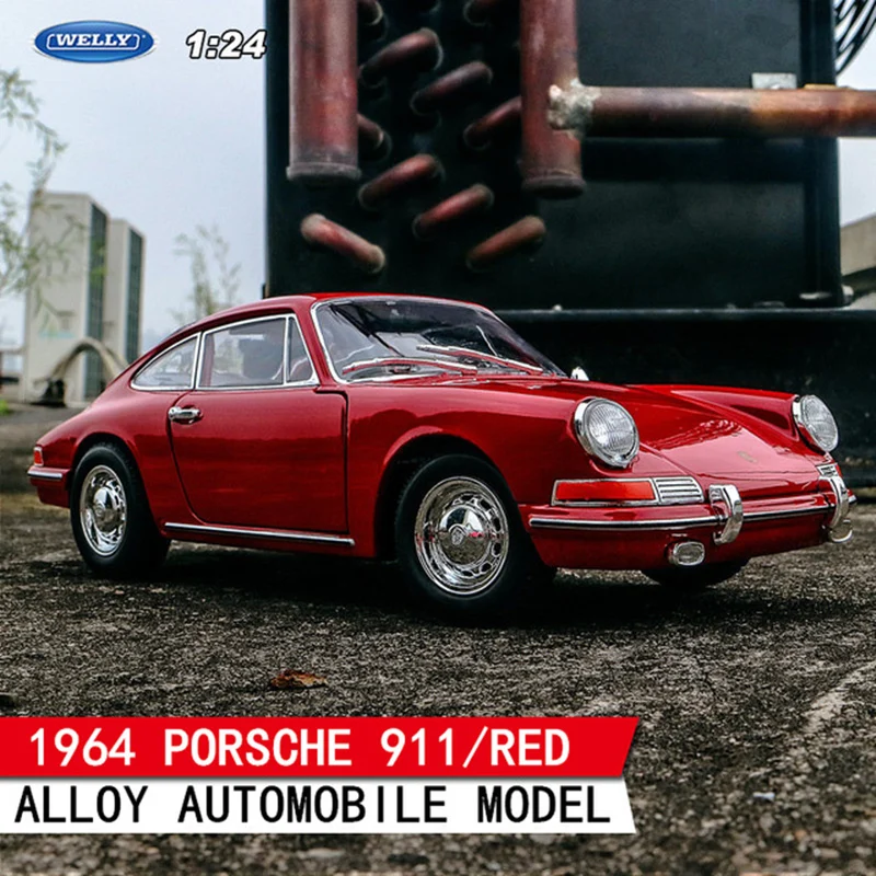 Welly 1:24 Porsche 911 GT3 RS модель автомобиля из сплава моделирование автомобиля украшение коллекция Подарочная игрушка Литье под давлением модель игрушка для мальчиков - Цвет: 1964 911