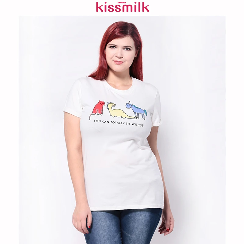 Kissmilk плюс размер 2020 белая повседневная женская футболка Летняя Милая с животным