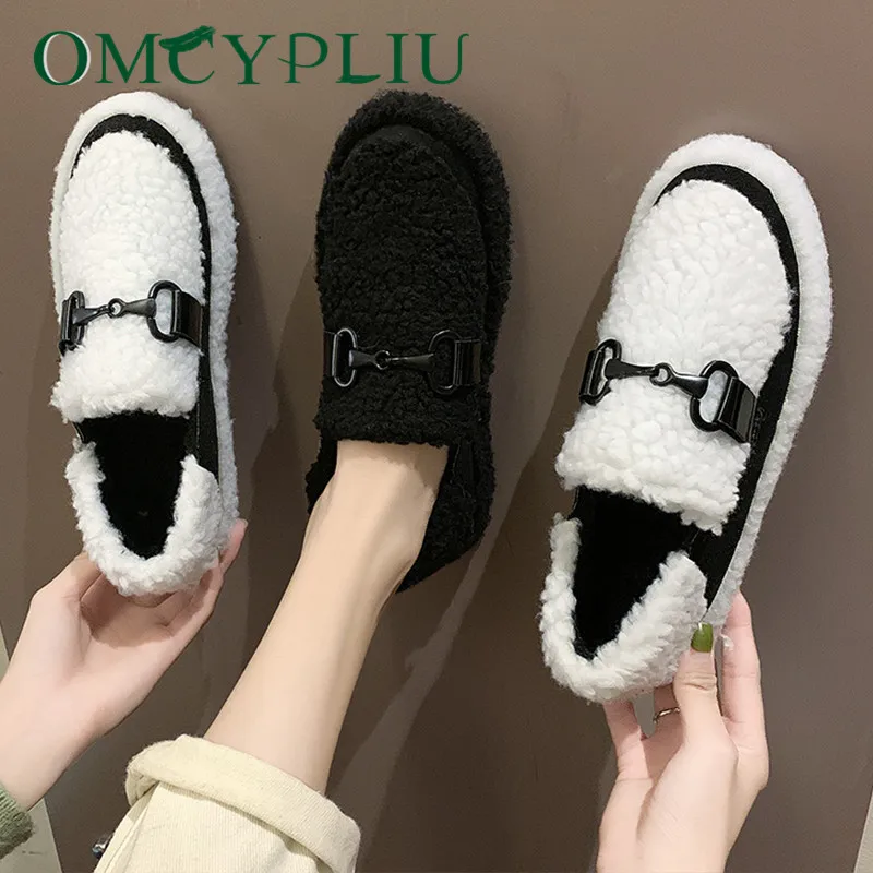 

Flats Women 2019 Winter New Designer Fashion Ladies Flat Shoes Soft Plus size Loafers Woman Work Wool Shoe Female Zapatos Mujer