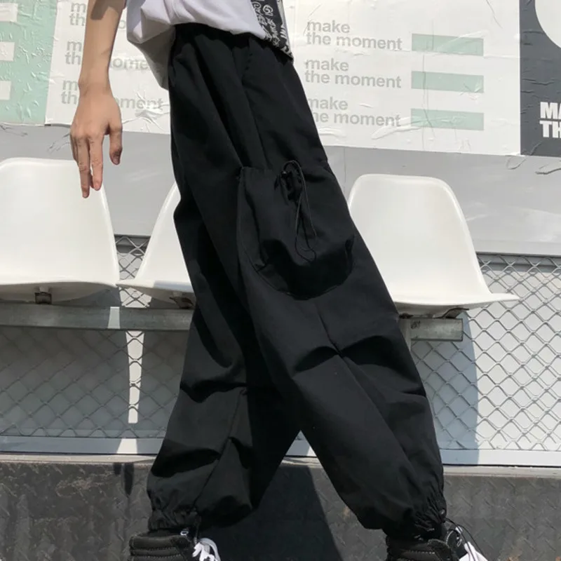 black SHENGPALAE новые весенние винтажные лоскутные брюки Harajuku женские мужские брюки эластичные повседневные свободные штаны с высокой талией ZA2455 - Цвет: black
