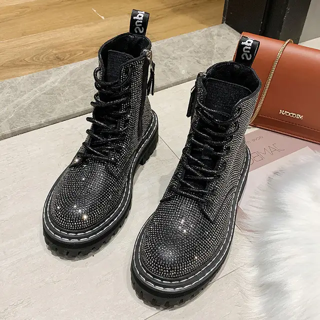 glitter steel toe boots