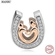 Оригинальные Серебряные бусины 925, Уникальные Подвески в виде подковы, ручная шарик для мамы и сына, браслет pandora, подвеска, ювелирные изделия для женщин, подарки