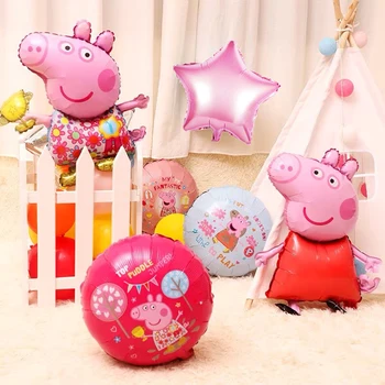 

New Number Foil Balloon Set Cartoon Peppa Pig Birthday Party Decorations Supplies Star Balloons Kids Toys Gifts