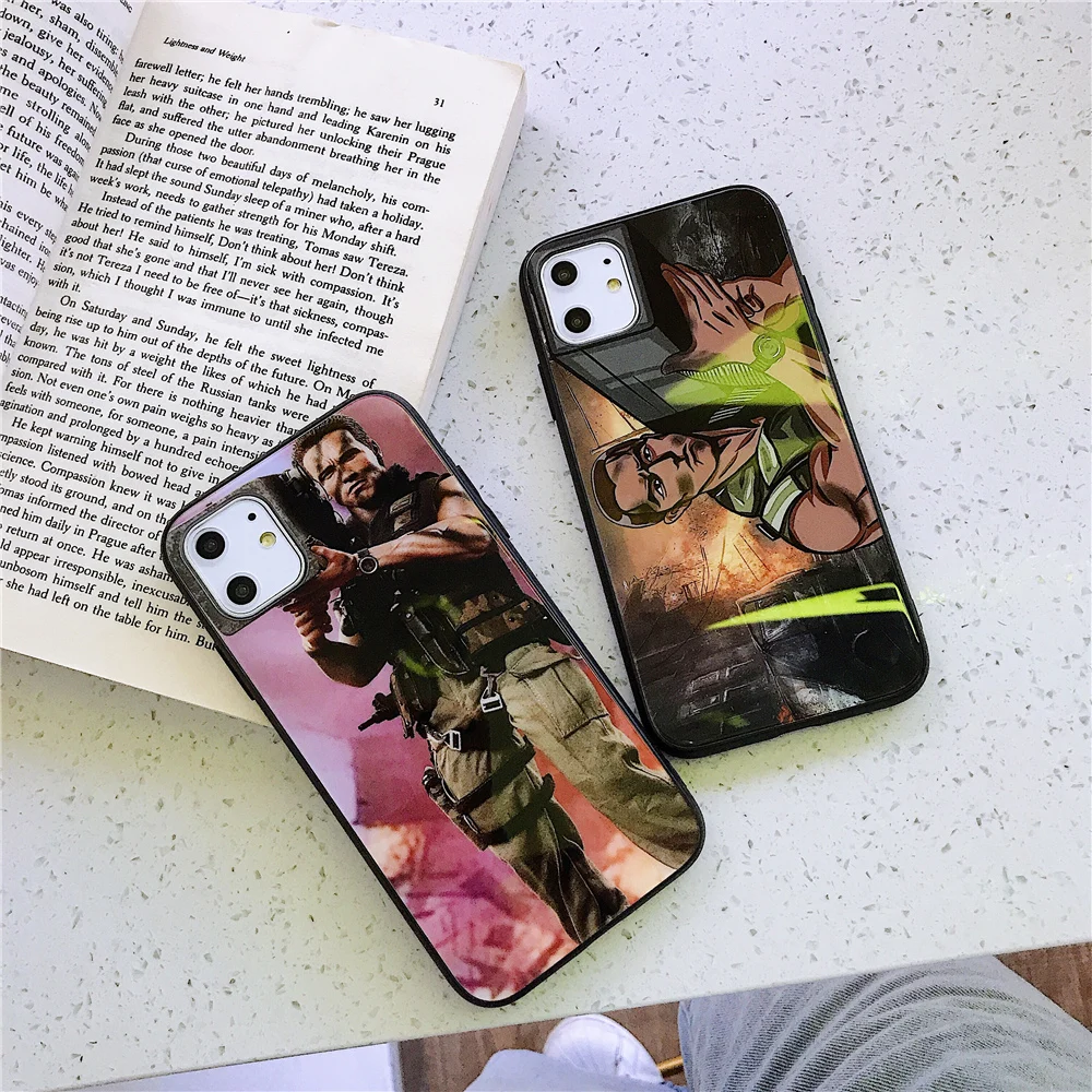 

11 Funny Case for iPhone 11 Pro Glass Back Cover & 11 Pro Max Protect Reflective Shell Cannon soldier iPhone11 Cool Phone Cases