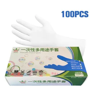 

100pcs/Box Disposable Vinyl Gloves Powder-free Industrial Food Safety 3mm White Blue Translucent Pvc Gloves Nitrile Gloves