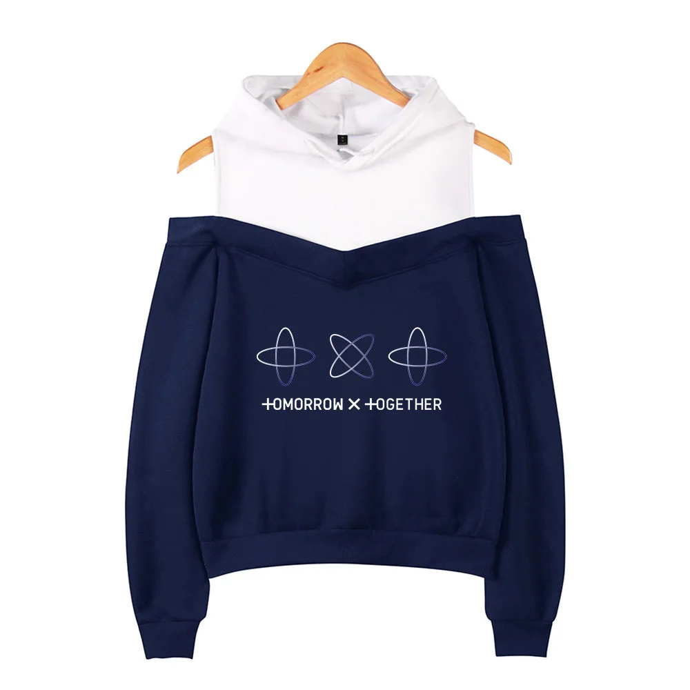 AliExpress,, Женская толстовка с открытыми плечами, с рукавами х, комбинация, Tomorrow X Togethe, Стиль Знаменитостей