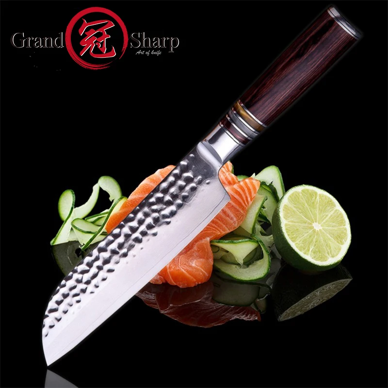 Grandsharp дамасский кухонный нож 6,7 дюймов японский Santoku vg10 Дамасская сталь лучший японский шеф-поварский нож для филе сашими суши