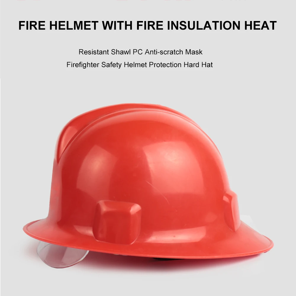 

Protection Hard Hat Fire Helmet with Fire Insulation Heat Resistant Shawl PC Anti-scratch Mask Firefighter Safety Helmet