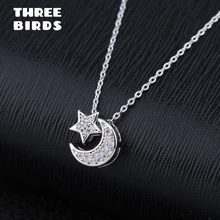 Модное серебряное ожерелье с кулоном из кубического циркония и лунной звезды, модное Золотое серебряное ожерелье с цепочкой для женщин, свадебные ювелирные изделия