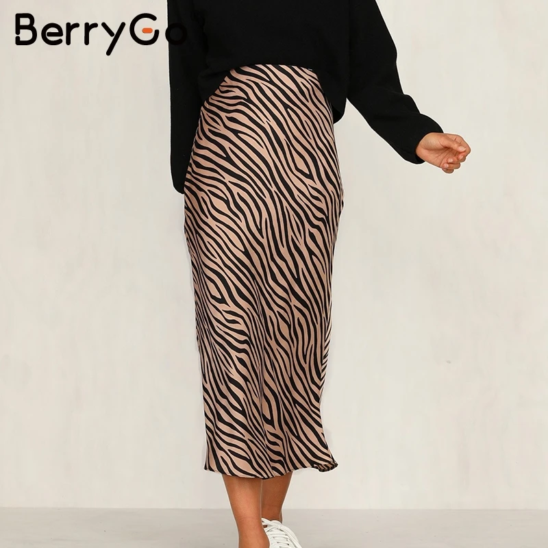 Skup BerryGo paski zebry kobiety spódnica trzy czwarte wysokiej talii prosty nadruk zwierzęta kobiece dół spódnica rozrywka noc klub party spódnica damska
